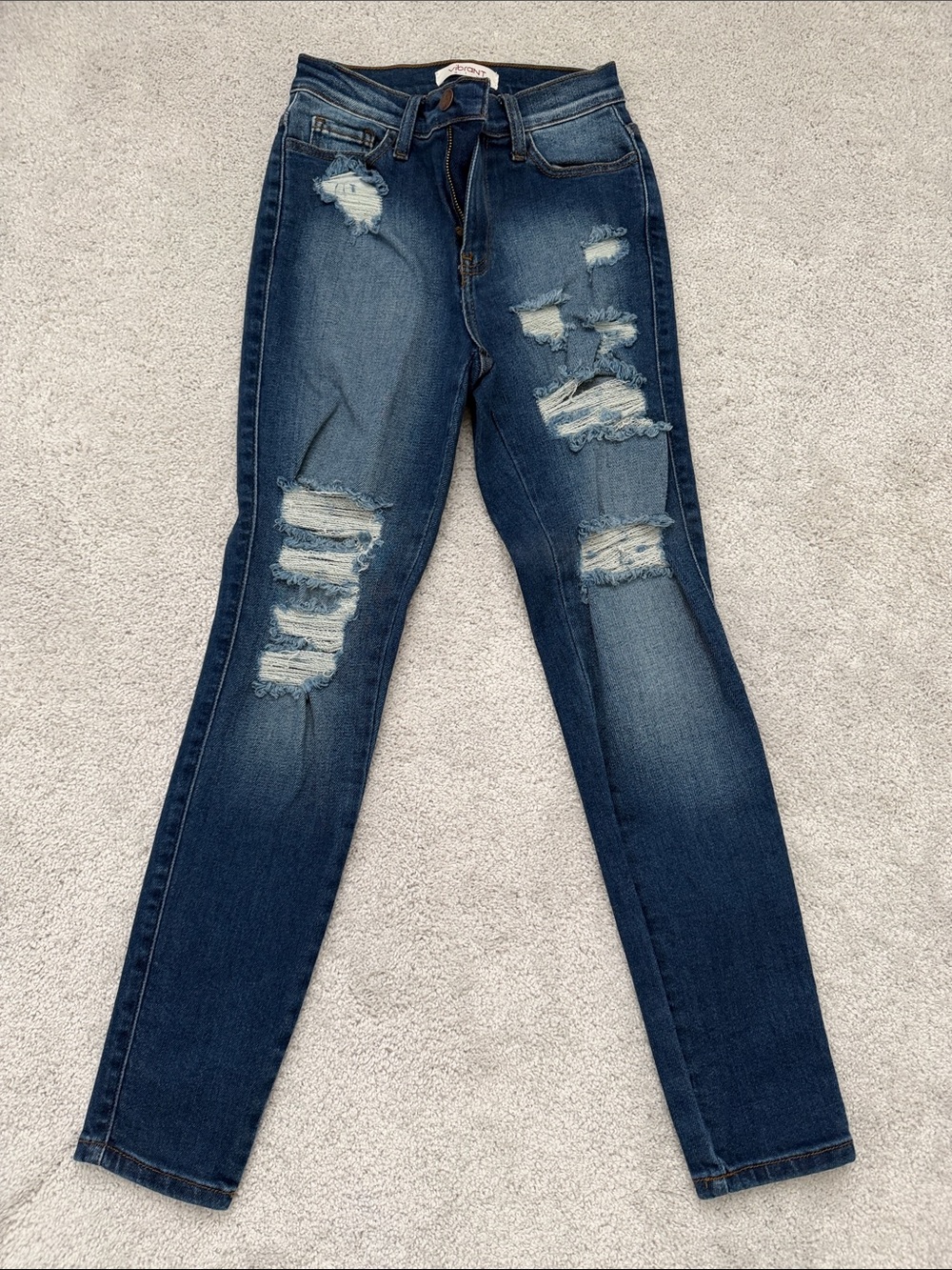Vibrant Dark Blue Ripped Skinny Jeans